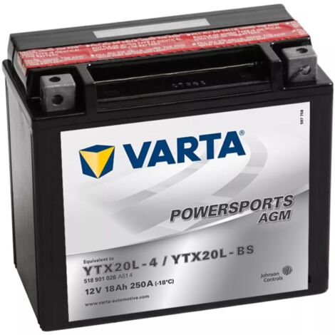 Batería de motocicleta Powersports AGM YTX20L-4 / YTX20L-BS Varta (1/2)