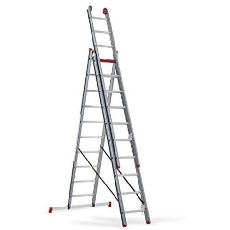 Escalera aluminio profesional 3 tramos y 10 peldaños (1/5)
