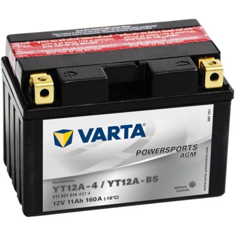 Batería para motocicleta  AGM, 12 V 11 Ah YT12A-4 / YT12A-BS Varta (1/2)