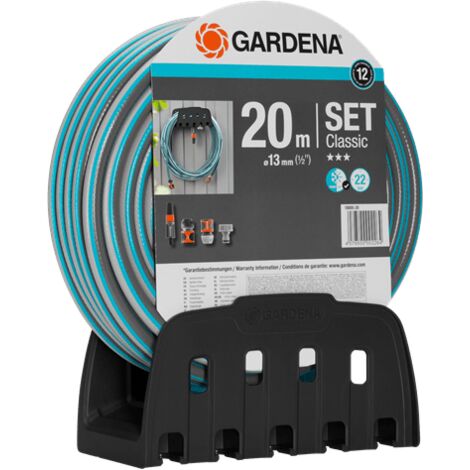 GARDENA Set de manguera de riego jardín 20 m Classic de 13 mm (1/2"), lanza de riego, soporte de pared y accesorios de riego (18005-20) (1/2)
