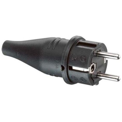 Gummi-schutzkontaktstecker schwarz, 10/16A 250V (1/2)