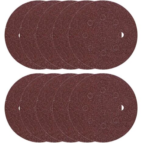 HiKOKI Haft-Schleifscheiben Holz, Metall 125mm 10 Stück, Schleifpapier, Schleifblätter, Klettscheiben, Tellerschleifer - Körnung:K. 60 (1/2)