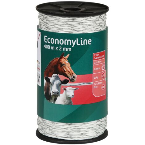 Weidezaunlitze EconomyLine kreuzgewickelt weiß 0,35 Ohm/m, 400 m (1/2)