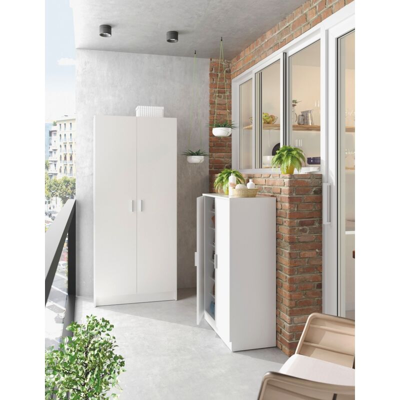 MARINELLIGROUP - Armadio Multiuso Armadietto Ufficio Casa Bagno Garage 2  Ante 3 Ripiani Bianco E Rovere 80 X 33 X 119 - 0f5655a - ePrice