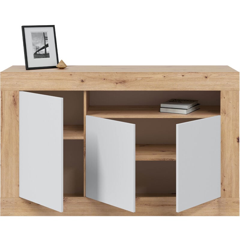 Mobile credenza buffet moderno soggiorno salotto camera letto ROVERE NODI  BIANCO 144 X 42 X 87 cm 016628W