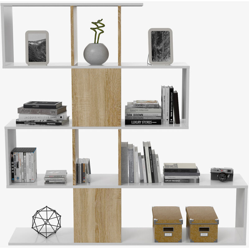 Libreria scaffale multiuso ROVERE con ripiani 145 X 29 X 145 cm salone  studio camera - 002255F