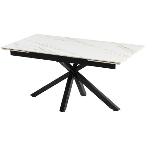 Tavolo allungabile in ceramica CALACATTA DELICATO da 160 cm a 240 cm top da 12 mm gambe in acciaio Starstone