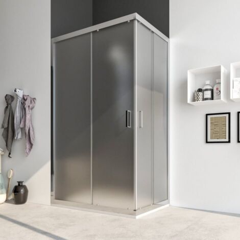 Box doccia 90X130 cabina angolare scorrevole vetro cristallo OPACO SATINATO anticalcare 6mm Acacia