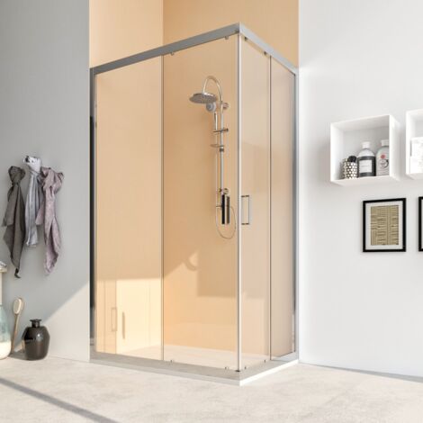 Box doccia 120X130 cabina angolare scorrevole vetro cristallo TRASPARENTE anticalcare 6mm Acacia