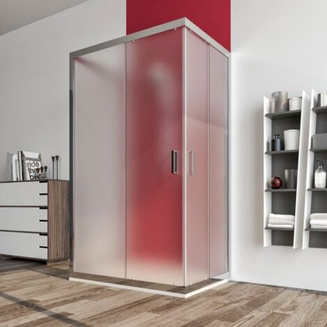 Box doccia 80X140X80 cabina 3 TRE LATI scorrevole vetro cristallo OPACO SATINATO anticalcare 6mm Palma