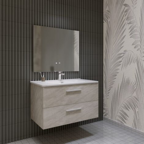 Mobile bagno SOSPESO 80 cm con lavabo in ceramica 2 cassetti GRIGIO LINDA 8280 (1/5)