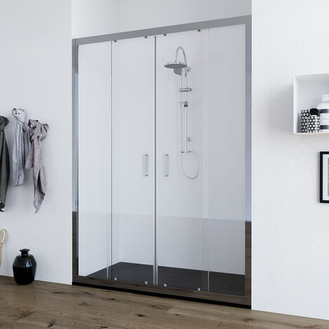 Porta doccia 160 cm nicchia apertura scorrevole DOPPIA vetro cristallo TRASPARENTE anticalcare 6mm OLMO