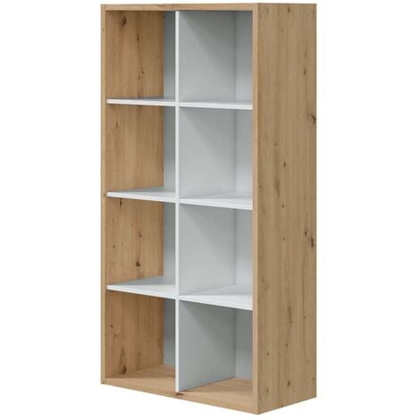 Libreria scaffale cubi rovere nodi bianco con ripiani 72 X 33 X 137 cm  studio salone