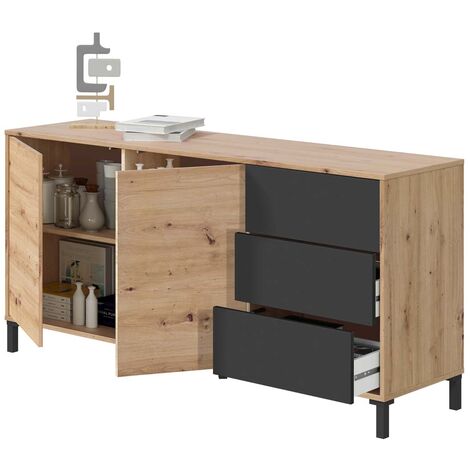 Mobile credenza buffet moderno soggiorno salotto camera letto ROVERE  cassetti ante 151 X 41 X 80