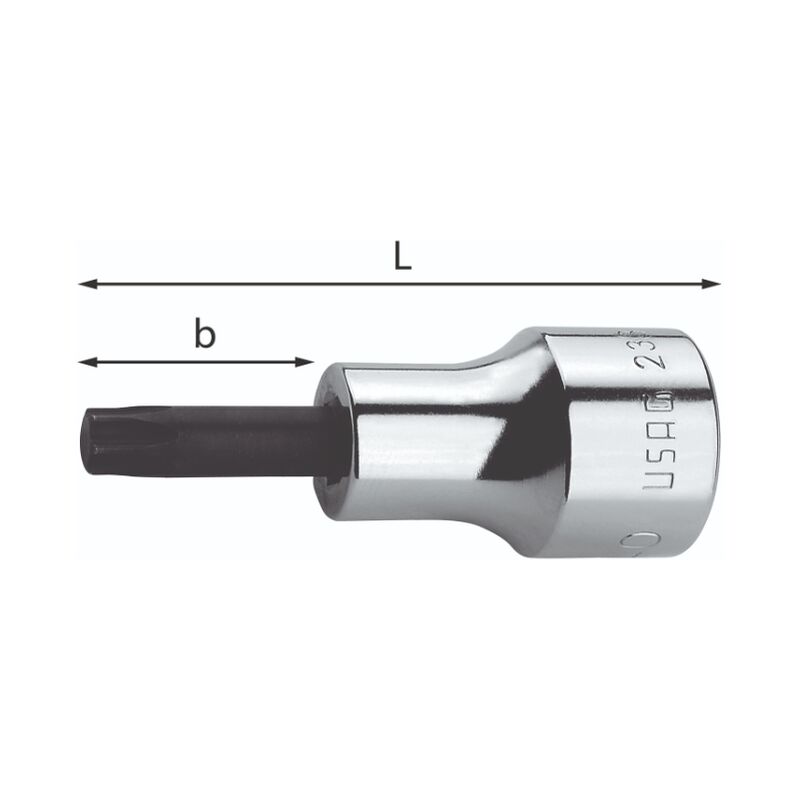 Set chiavi bussole torx attacco 1/2 T30 T80 a impatto lunghe 78mm 07051