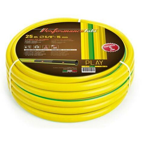 TUBO 5/8" POLLICE ACQUA IRRIGAZIONE PER GIARDINO PLAY 3 STRATI GIALLO 15 METRI