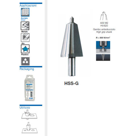 UTENSILE CONICO HSS PER FORARE  26-40 MM 4 GR. (1/2)