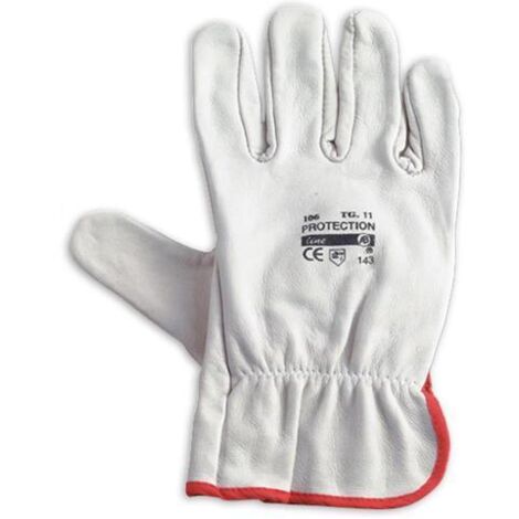 Guanti da lavoro anti-usura in fiore di pelle bovina bianco per giardino ed edilizia -Large 9