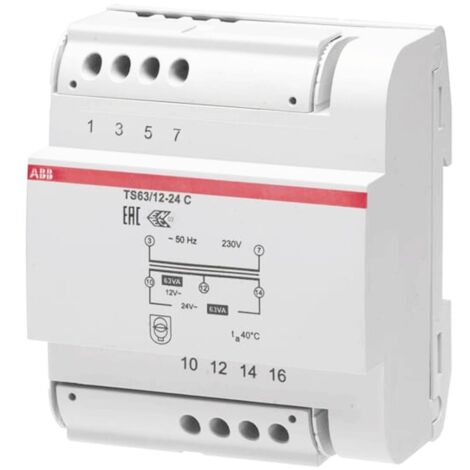 Trasformatore modulare Abb TS63/12-24 63 VA 230V/12-24V SELV 5M M429287 (1/5)
