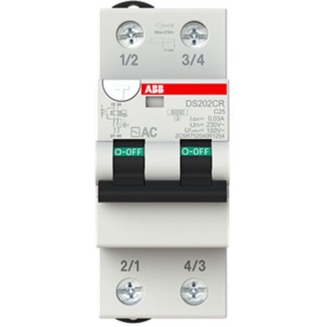 Interruttore differenziale magnetotermico ds202cr 6ka 2p ac c25 30ma abb ds202crc25ac30 (1/3)