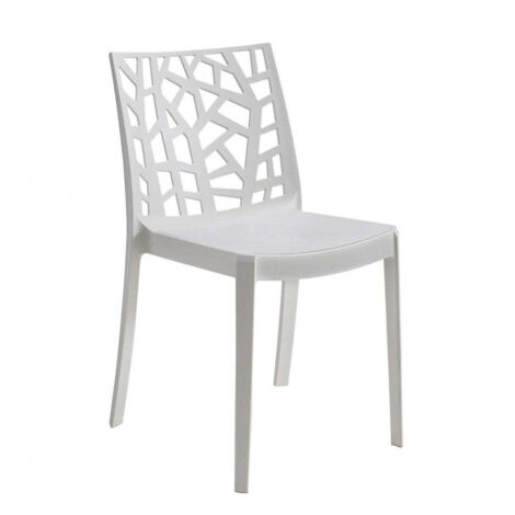 Bica – Chaise de jardin empilable en polypropylène renforcé – Dossier décoré Floreal – Pieds non glissants – Dimensions 55x47x82h cm (1/6)