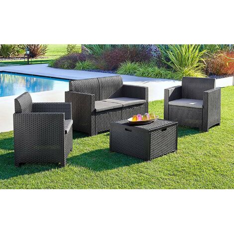 Set de Salón Exterior - Sofá de Jardín Negro Antracita