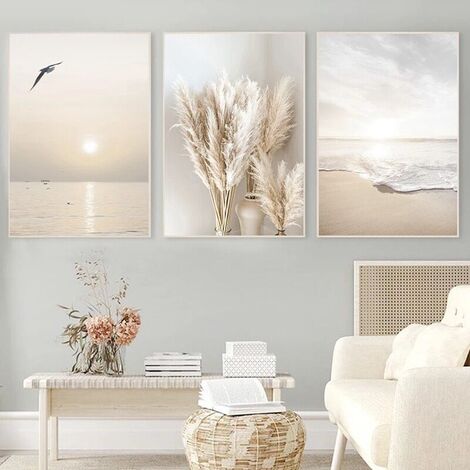 Serbia – Lot de 3 affiches murales 30 x 40 cm – Motifs coucher de soleil et plage – Toile de qualité supérieure – Décoration intérieure élégante