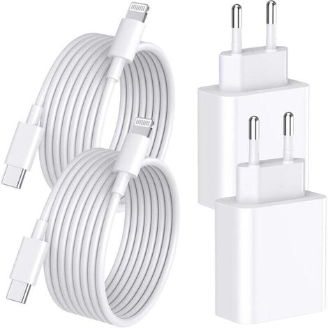 Chargeur Rapide iPhone 14 13 Pro Max, 4-Pack [Certifié MFi] Chargeur Mural USB C PD 20W avec câble de Charge Rapide USB C vers Lightning de 2 mètres Compatible avec iPhone 14 13 12 11 Pro Max XS XR X (1/4)
