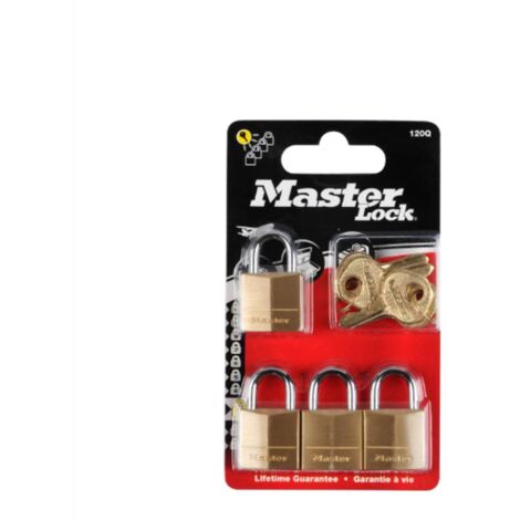 MASTER LOCK Kleine Vorhängeschlosser Set [Schlüssel] [4er-Pack] [Familienpackung] [Gleichschliessend] 120EURQNOP - Ideal für Rucksäcke, Gepäck, Computertaschen und mehr
