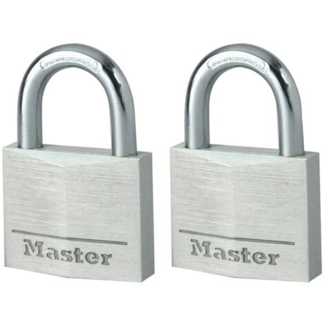 Master Lock 9140EURT 2-er Set Vohängeschloss mit Schlüssel aus Aluminium, Grau, 4 x 5,9 x 1,3 cm (1/3)
