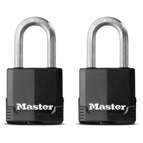 Master Lock Vorhängeschloss mit Schlüssel Excell schwarzem Stahl 50 mm - 2 Stück
