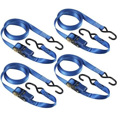Master Lock 4367EURDAT Zertifizierter Spanngurt mit Ratsche und S-Haken, Blau, 5 m x 25 mm Gurt, 4-er Set (1/5)