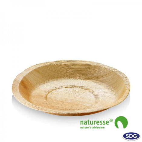 Assiette jetable ronde de 22 cm en feuille de palmier - 100 pièces - Ecobioshopping (1/3)