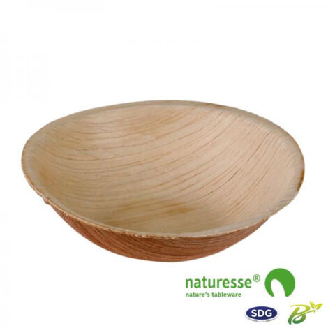 Mini assiette jetable Finger Food 9,5 cm en feuille de palmier - 400 pièces - Ecobioshopping (1/3)