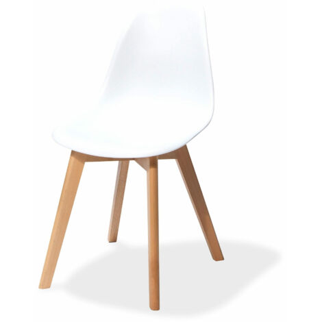 Chaise avec piètement empilable - Assise en plastique Bois/Blanc (Lot de 4) - Feros (1/4)