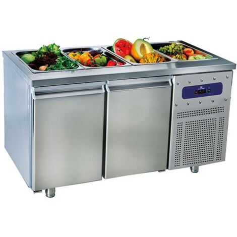 Saladette avec 2 portes GN 1/1, 4x GN 1/1 h 150 mm, -2°/+8°C 1400x700x850 mm - VIRTUS (1/2)