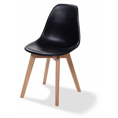 Chaise avec piètement empilable - Assise en plastique Bois/Noir (Lot de 4) - Feros (1/3)