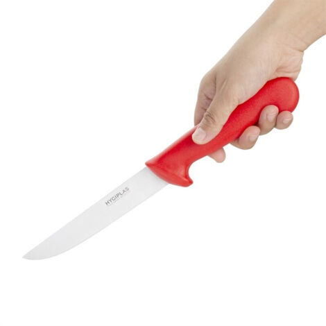 Couteau à Désosser à Lame Rigide Rouge 150 mm - Hygiplas (1/4)