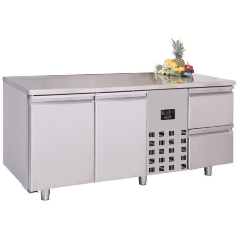 Table réfrigérée inox 3 portes 2 tiroirs prof 700mm - Combisteel (1/4)