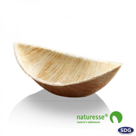 Barquette bateau jetable 12x6 cm en Feuille de Palmier - 600 pièces - Ecobioshopping (1/3)