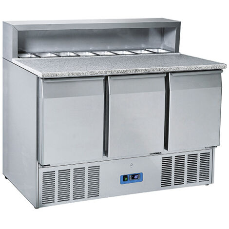 Table à pizza avec 3 portes GN 1/1, 8x GN 1/6 h 150 mm, +2°/+10°C 1365x700x1090 mm - VIRTUS (1/2)