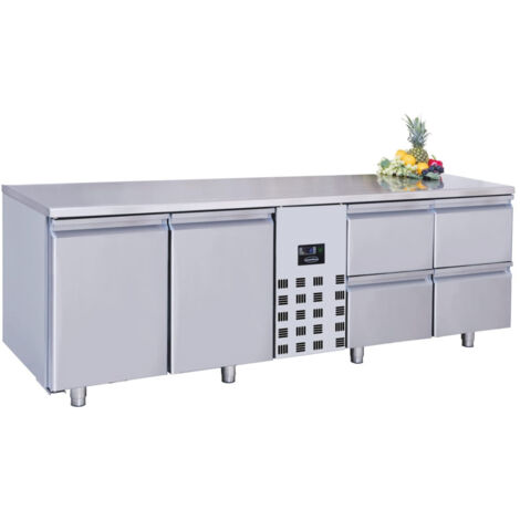 Table Réfrigérée Professionnelle Série 700 - 2 Portes et 4 Tiroirs à Droite - Combisteel (1/2)