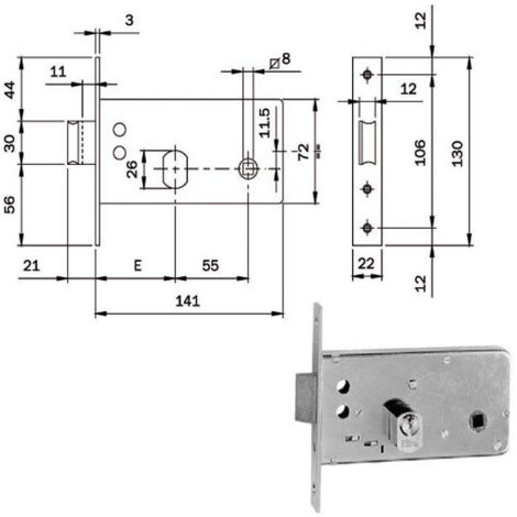CERRADURA ENCASTRABLE PARA IDEAU ART. 725 ISEO E60 - Caja
