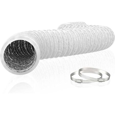 150mm Tuyau d'Evacuation Flexible en Aluminium PVC 6m Long - Tube de Ventilation pour Extracteur d'Air, Climatisation, Sèche-linge (ø150mm6m, Blanc) (1/5)