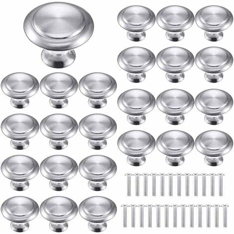 25 pièces Poignées Meuble pour,Boutons de Tiroir,Boutons Porte Rond,Poignées rondes en acier inoxydable,Postuler à Placard Armoire Cuisine, Chambre d'enfant (1/5)