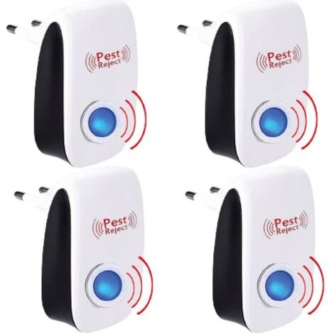 Pack de 4 Appareil Ultrason Souris - et Rats Barrage aux Insectes Repulsif à Tue Mouche Electrique Anti Puissant ultrasons rongeurs (1/4)