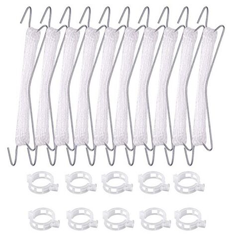 Lot de 10 crochets à tomates avec corde, tomates et concombres, serres pour autres légumes,10 crochets (10 mètres de fil) + 20 boucles (1/4)
