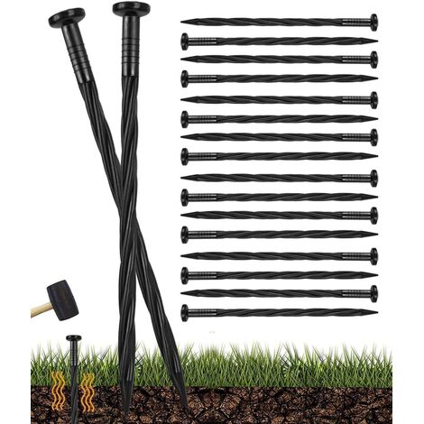 100 Pièces Piquets de Bordure de Paysage en Plastique, 20CM Piquets de Sol en Spirale Clous d'ancrage Paysager Piquets de Tente pour Herbes Barrière, Bordure de Pavé Paysage, Allée en Herbes (1/5)
