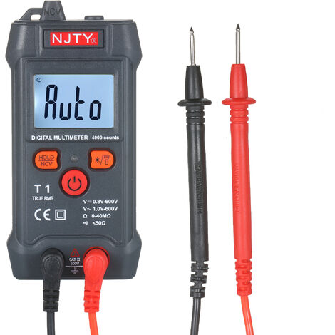 NJTY Multimètre numérique LCD de la taille d'une paume Gamme automatique NCV 4000 points True RMS Testeur universel intelligent Voltmètre 600 V Ohm et mesure de tension Résistance AC/DC B (1/5)