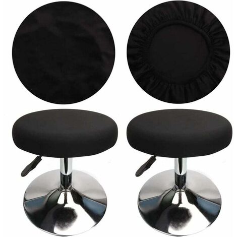 ZVD (4 Pièces Noir)Housse Tabouret Rond Housse Tabouret de Bar, Tissu de Luxe, Diamètre 30-40cm, Extensible, Infroissable, Lavable et Anti-Poussière (1/4)